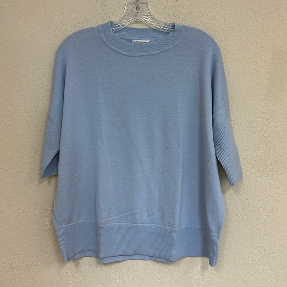 Anthropologie Light Blue Wool Crew Neck Sweater - Picture 1 of 5